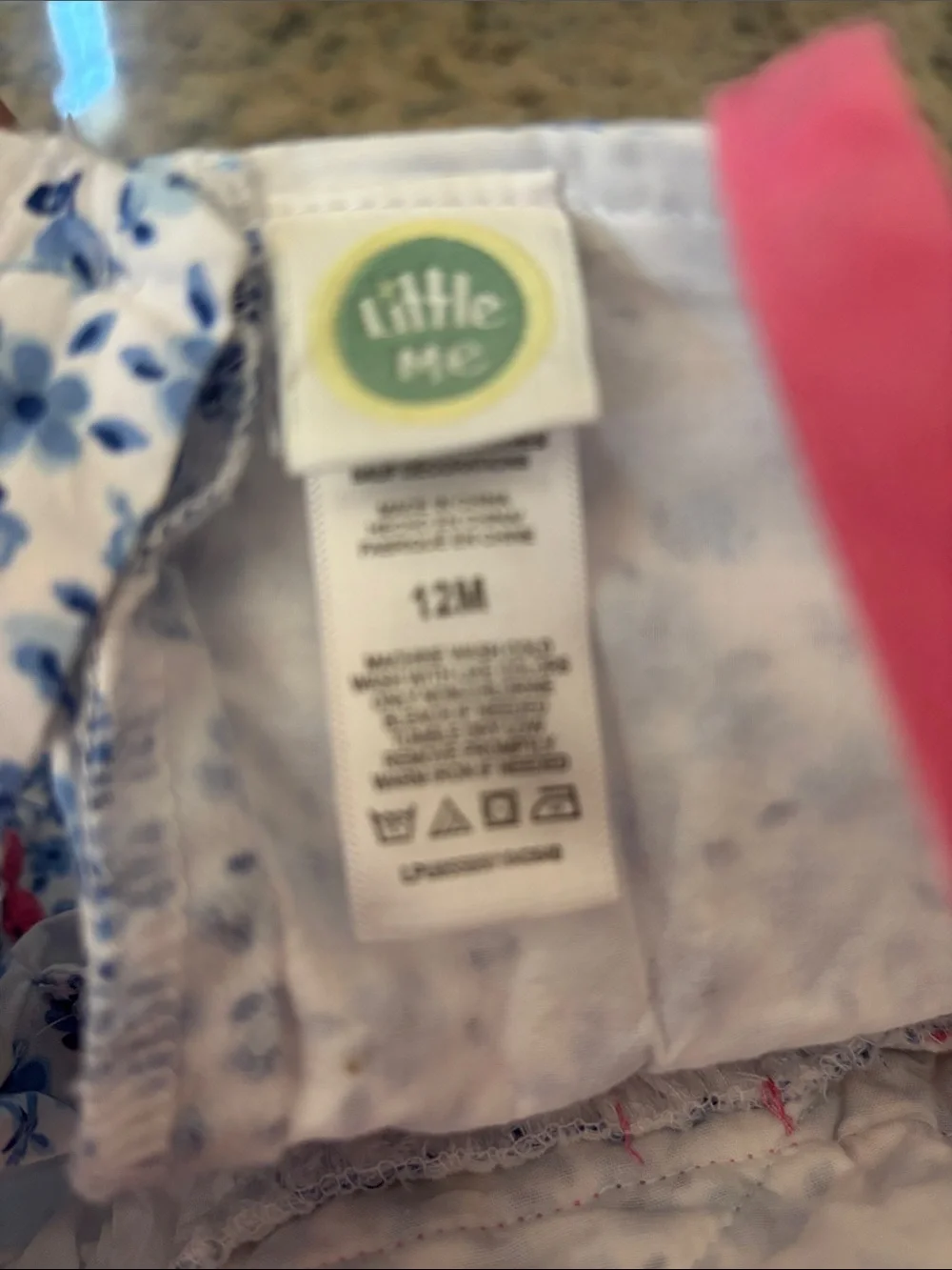 Little Me Blue Floral Summer Dress with Pink Accents 12 months